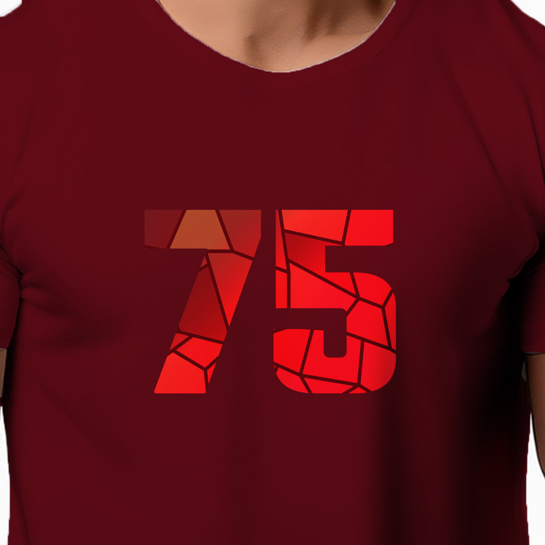 75 Number Men Unisex T-Shirt | Custom Number Graphic Tee (Maroon)