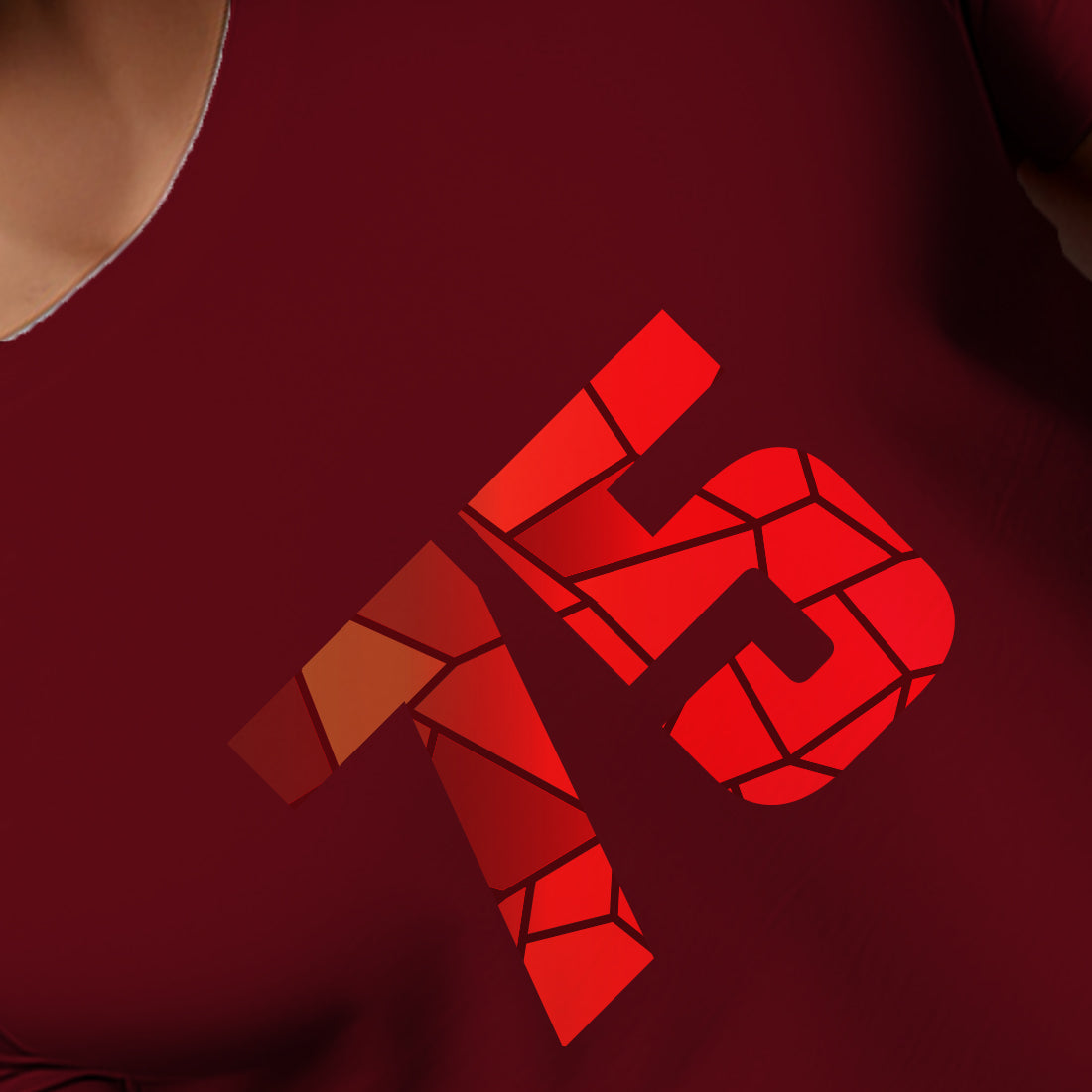 75 Number Men Unisex T-Shirt | Custom Number Graphic Tee (Maroon)