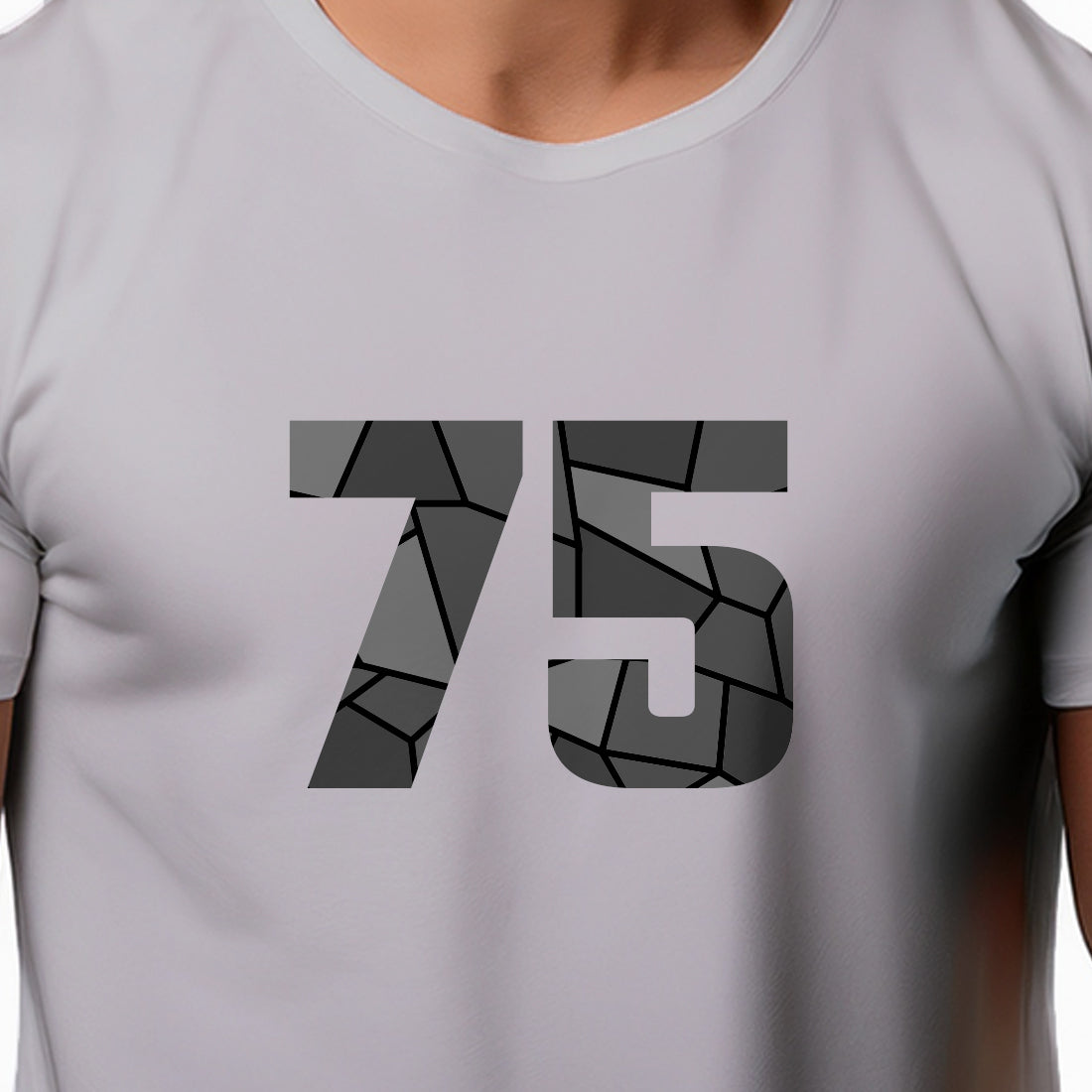 75 Number Men Unisex T-Shirt | Custom Number Graphic Tee (Melange Grey)