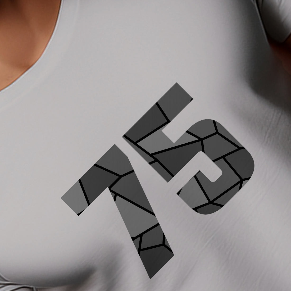 75 Number Men Unisex T-Shirt | Custom Number Graphic Tee (Melange Grey)