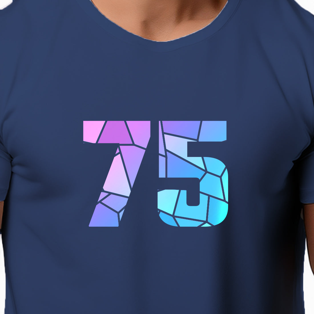 75 Number Men Unisex T-Shirt | Custom Number Graphic Tee (Navy Blue)