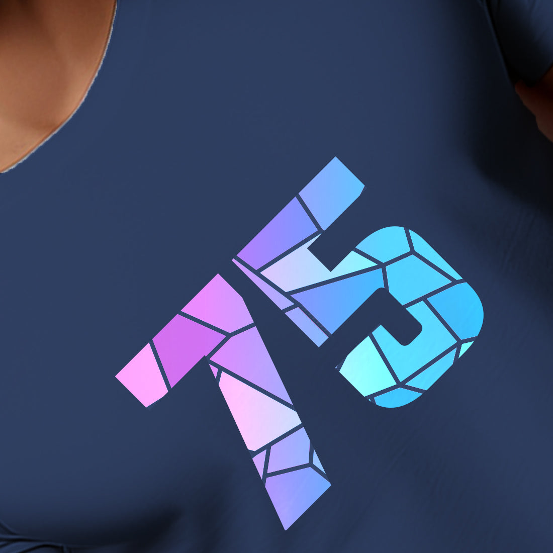 75 Number Men Unisex T-Shirt | Custom Number Graphic Tee (Navy Blue)