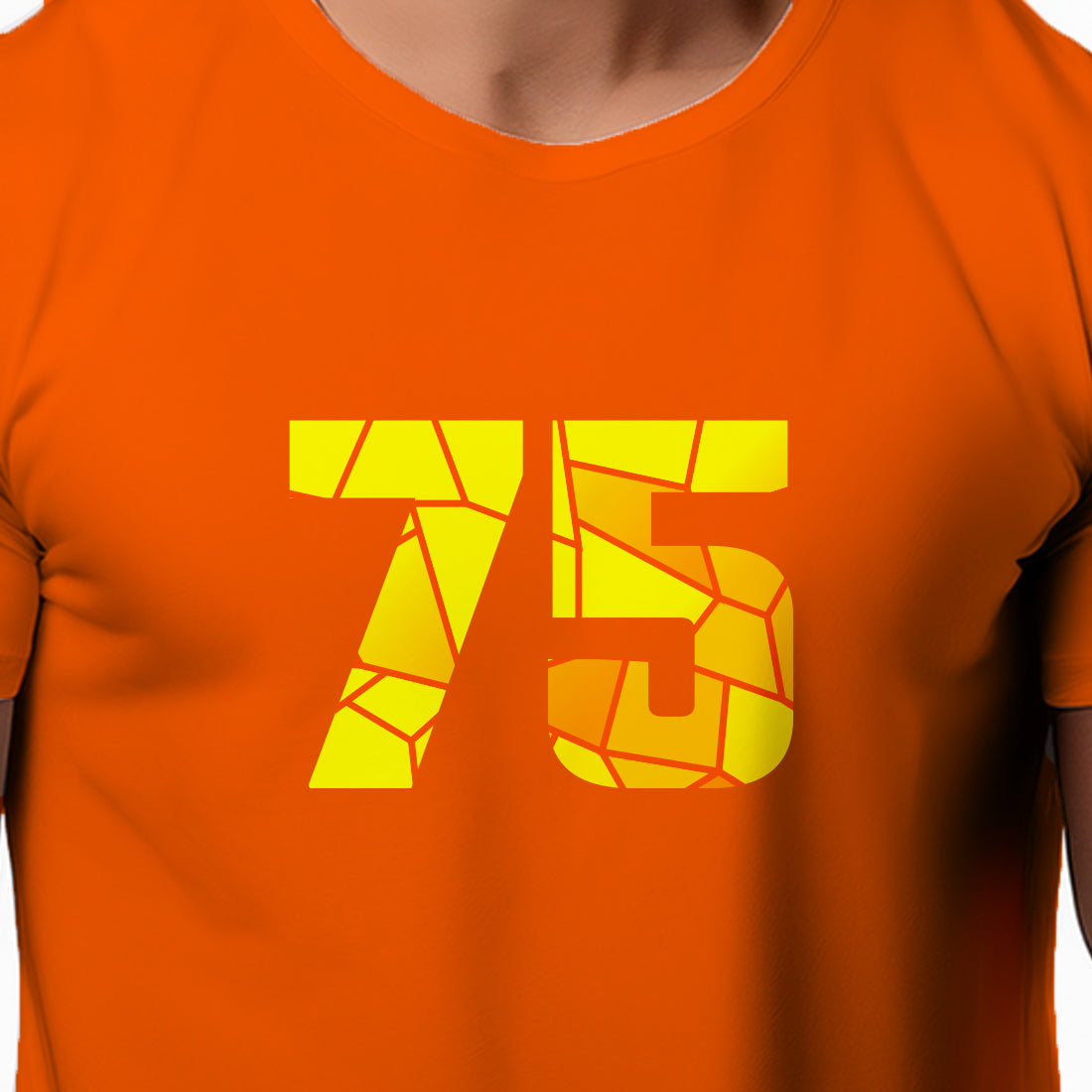75 Number Men Unisex T-Shirt | Custom Number Graphic Tee (Orange)