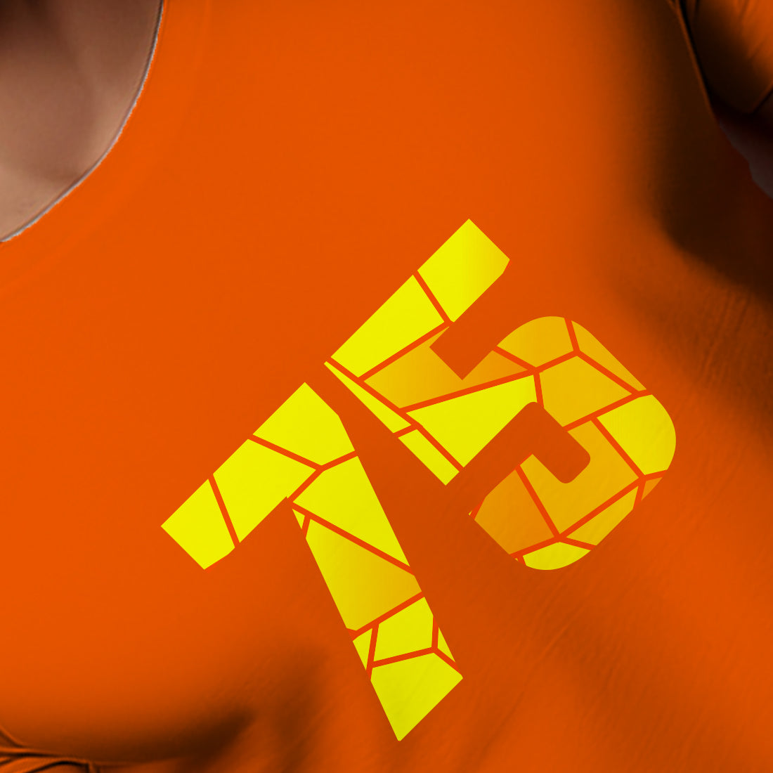 75 Number Men Unisex T-Shirt | Custom Number Graphic Tee (Orange)