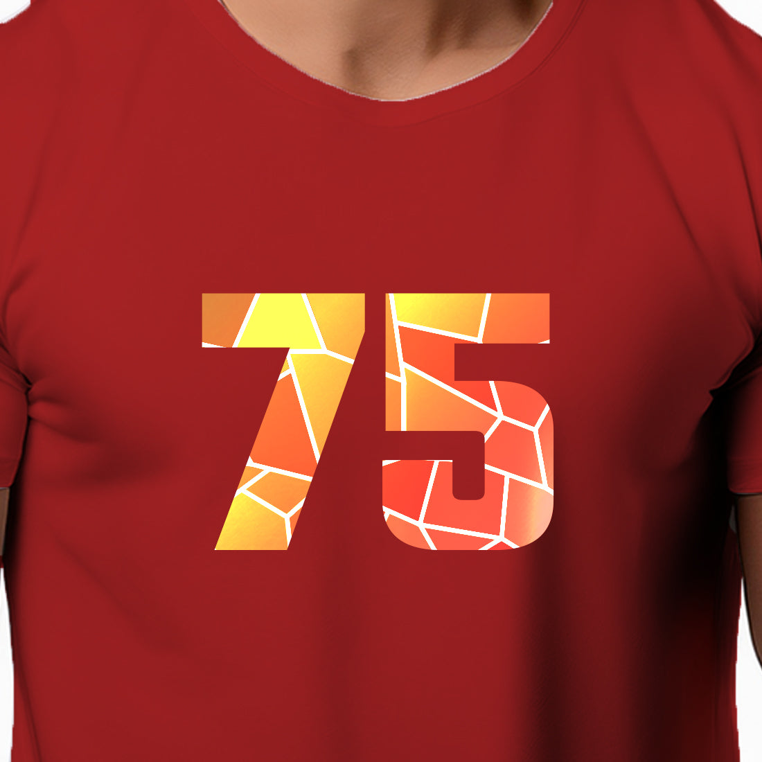 75 Number Men Unisex T-Shirt | Custom Number Graphic Tee (Red)