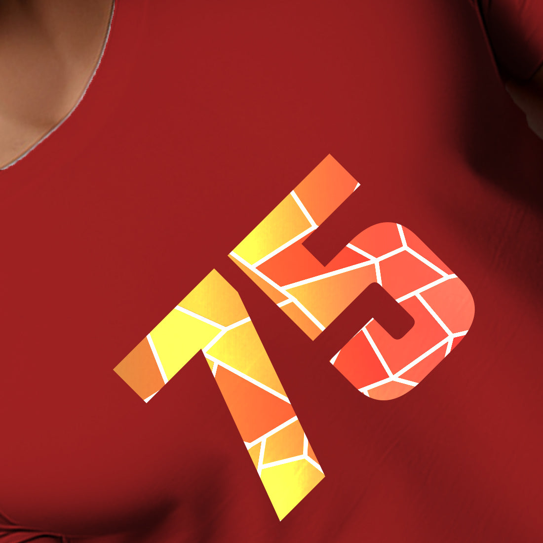 75 Number Men Unisex T-Shirt | Custom Number Graphic Tee (Red)
