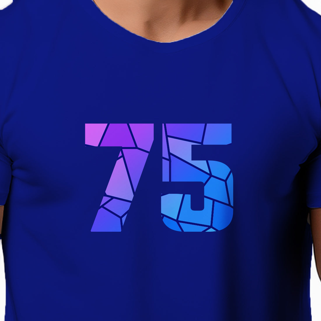 75 Number Men Unisex T-Shirt | Custom Number Graphic Tee (Royal Blue)