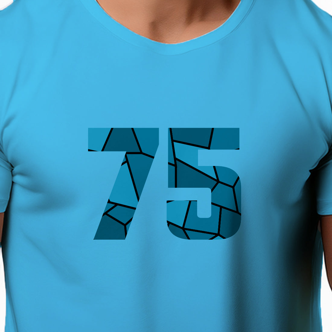75 Number Men Unisex T-Shirt | Custom Number Graphic Tee (Sky Blue)