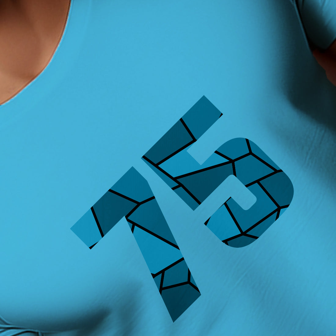 75 Number Men Unisex T-Shirt | Custom Number Graphic Tee (Sky Blue)