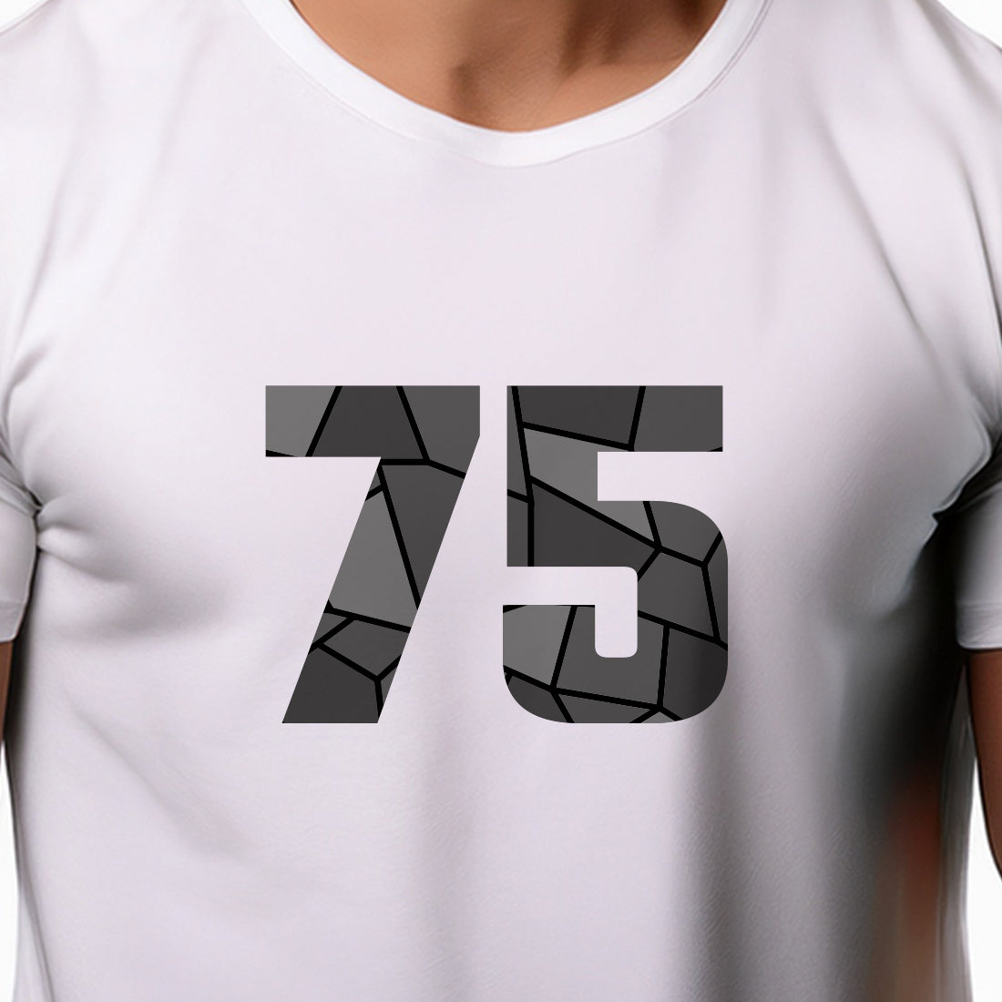 75 Number Men Unisex T-Shirt | Custom Number Graphic Tee (White)