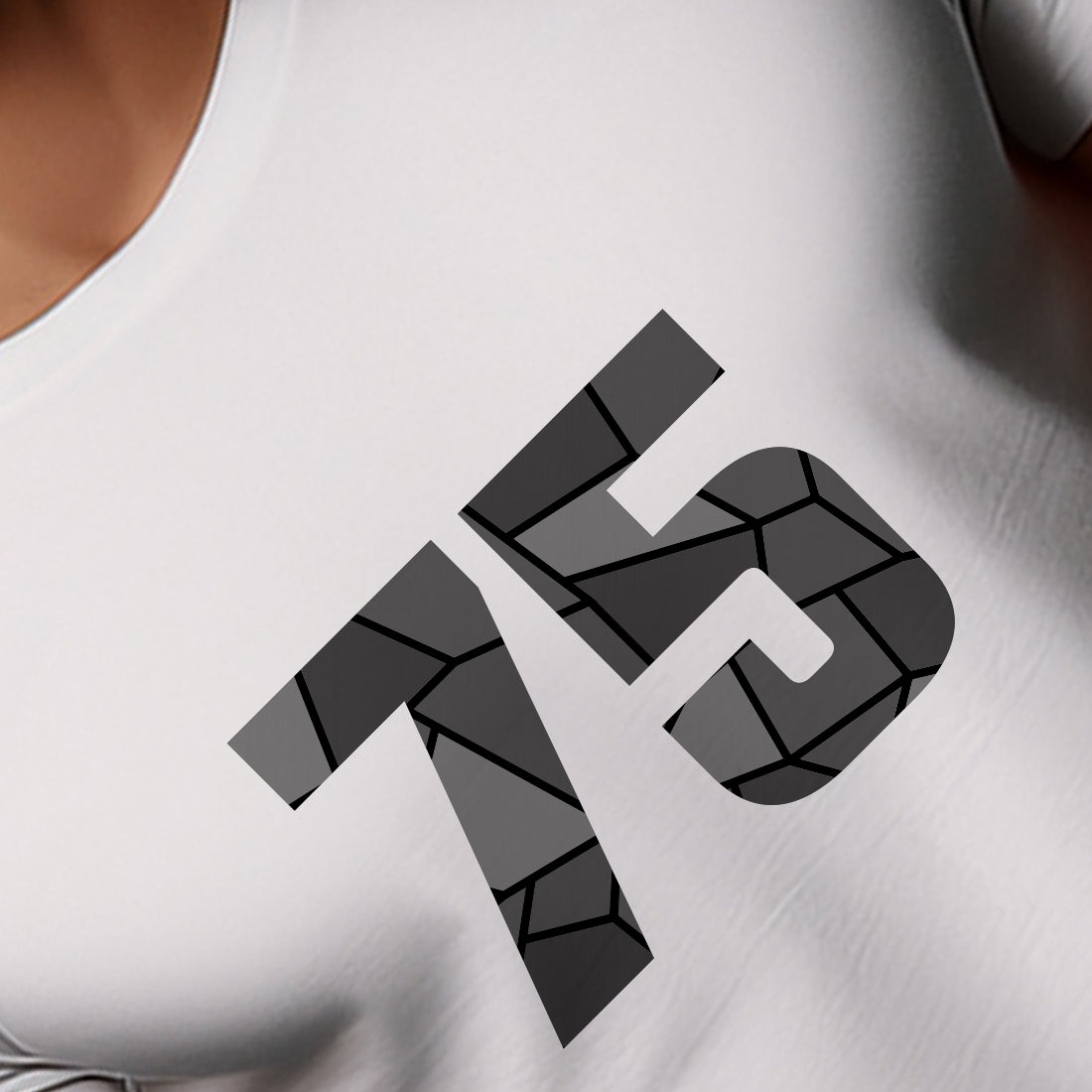 75 Number Men Unisex T-Shirt | Custom Number Graphic Tee (White)