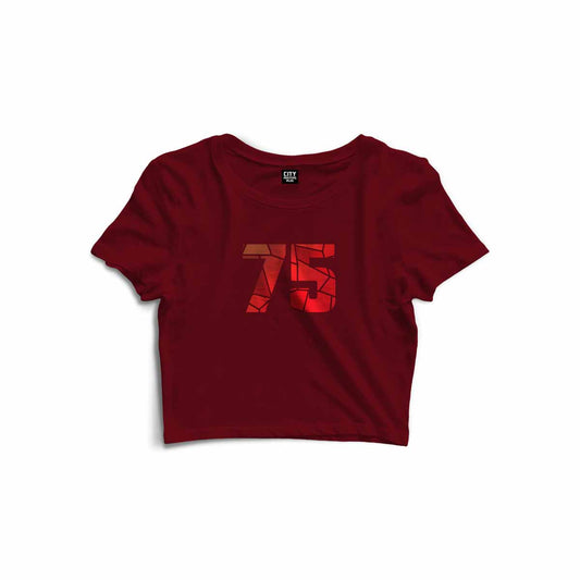 75 Number Women Crop Top (Maroon)