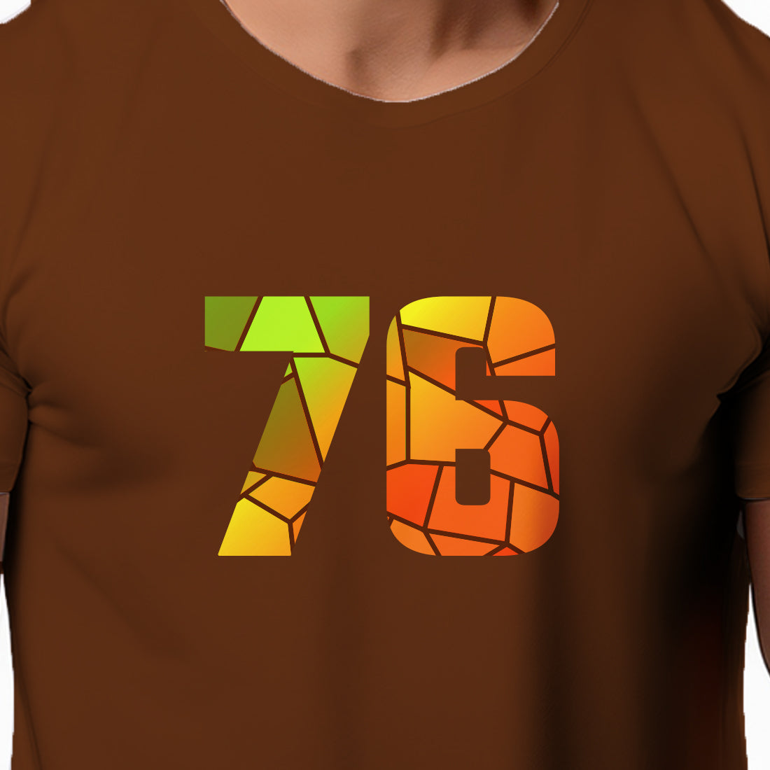 76 Number Men Unisex T-Shirt | Custom Number Graphic Tee (Brown)