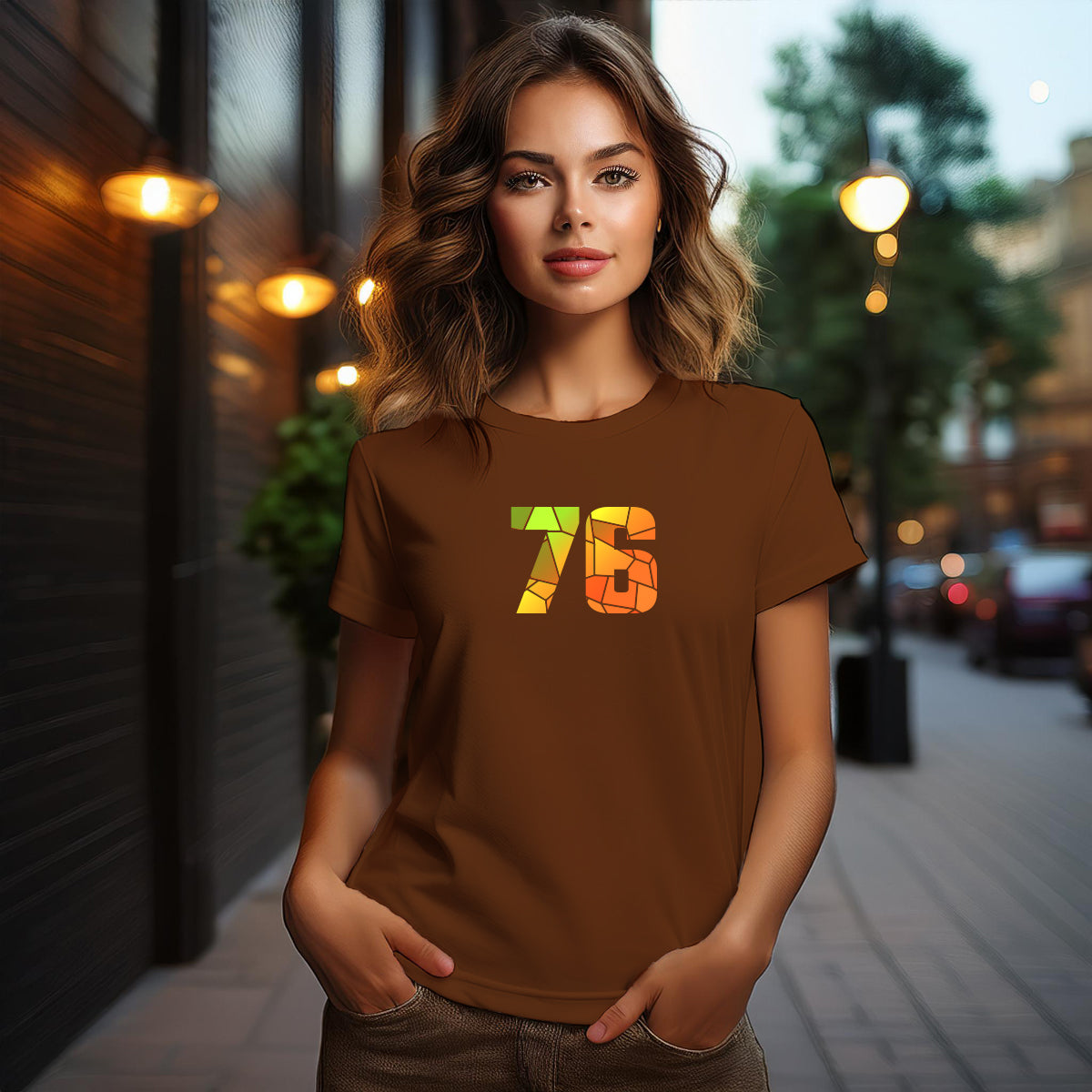 76 Number Women T-Shirt (Brown)