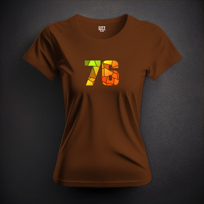 76 Number Women T-Shirt (Brown) | Stylish Numeric Graphic Tee