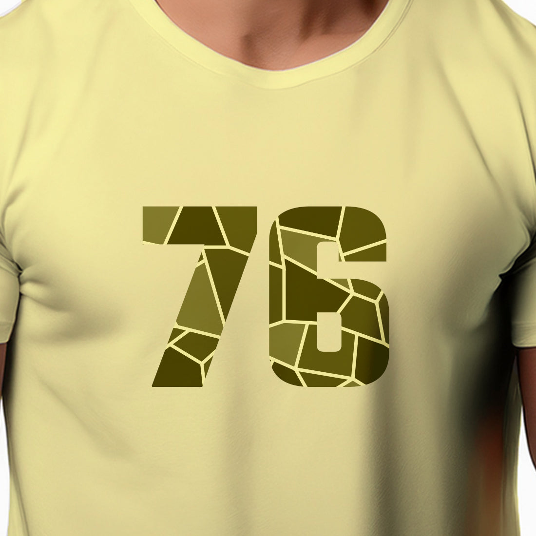 76 Number Men Unisex T-Shirt | Custom Number Graphic Tee (Butter Yellow)