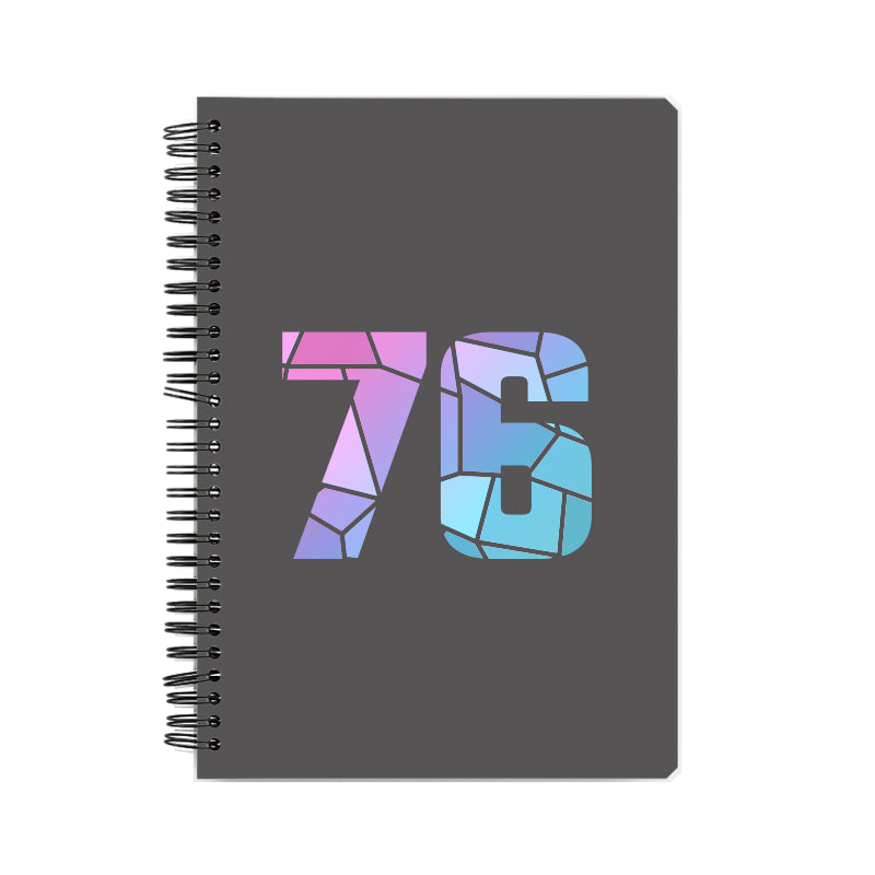 76 Number Notebook (Charcoal Grey, A5 Size, 100 Pages, Ruled, 6 Pack)