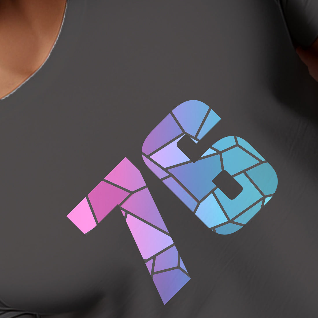 76 Number Men Unisex T-Shirt | Custom Number Graphic Tee (Charcoal Grey)