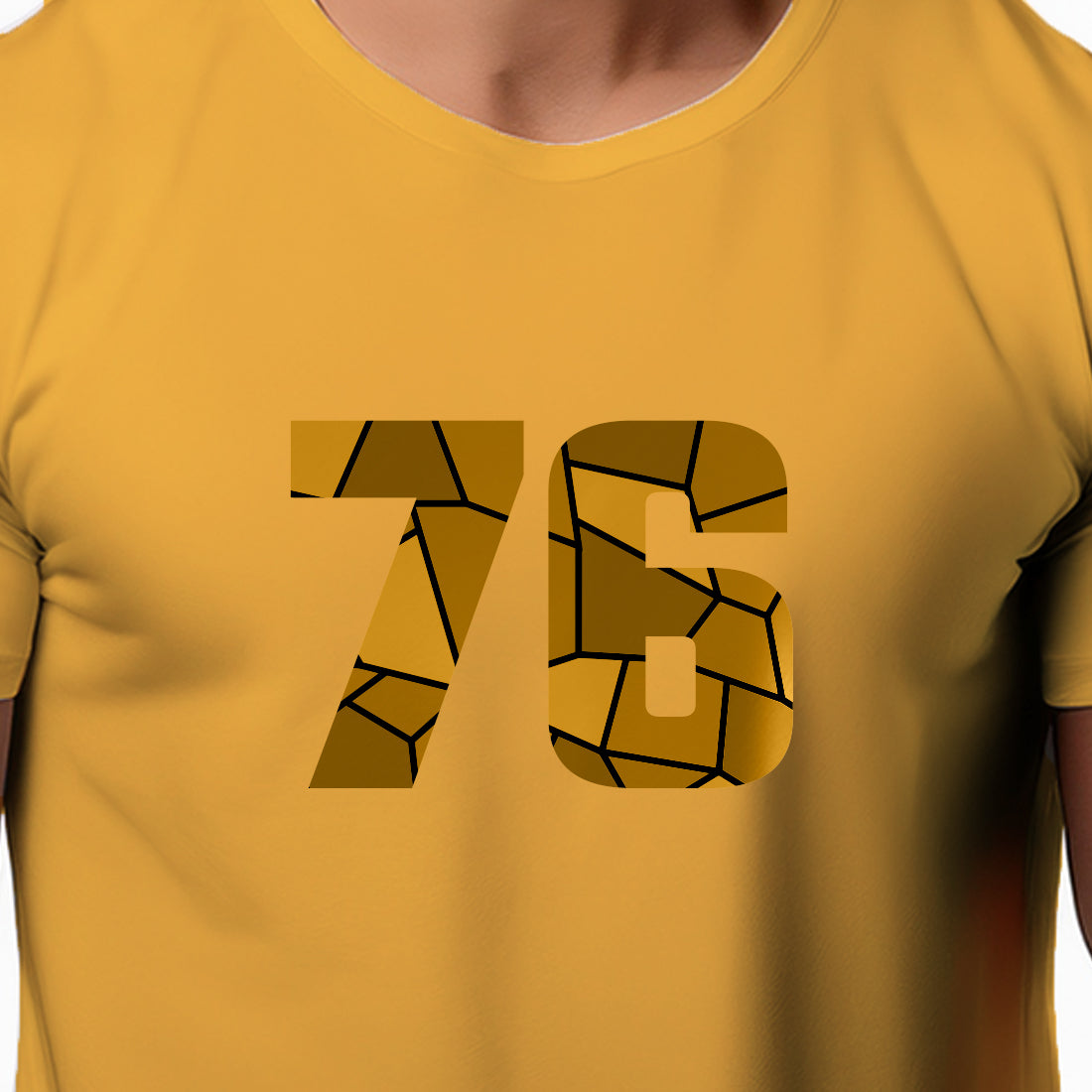 76 Number Men Unisex T-Shirt | Custom Number Graphic Tee (Golden Yellow)