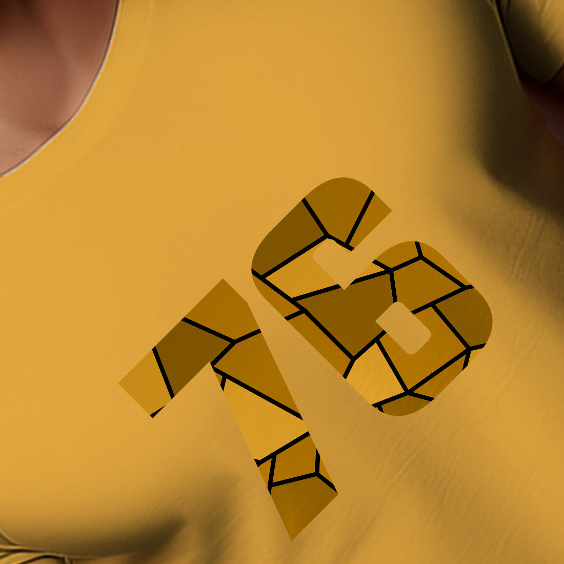 76 Number Men Unisex T-Shirt | Custom Number Graphic Tee (Golden Yellow)
