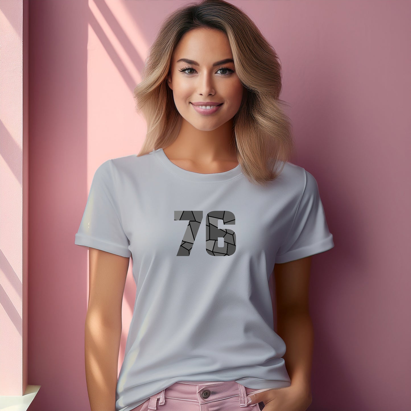 76 Number Women T-Shirt (Melange Grey)