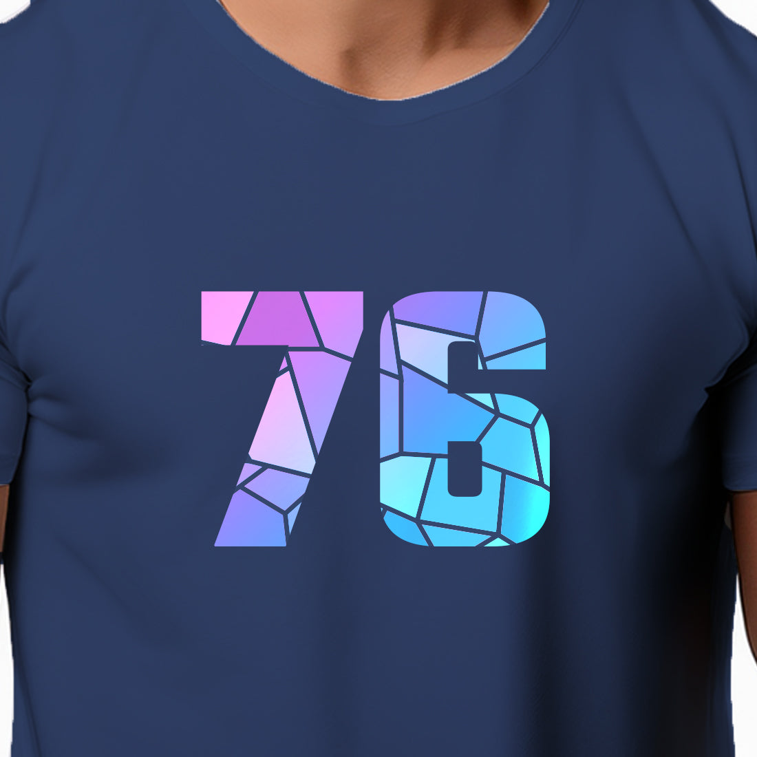 76 Number Men Unisex T-Shirt | Custom Number Graphic Tee (Navy Blue)