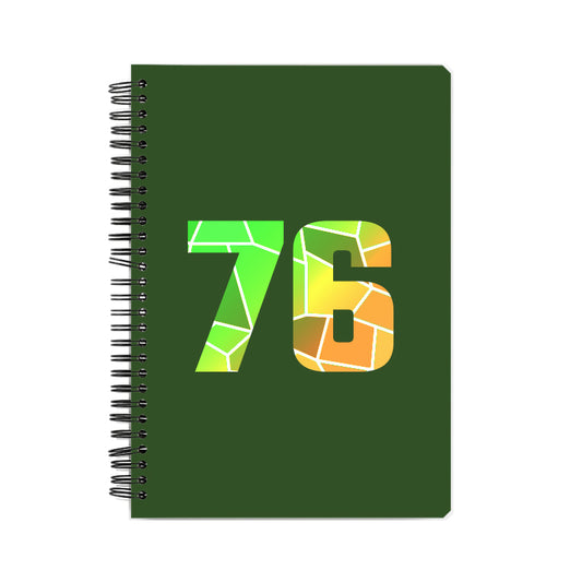 76 Number Notebook (Olive Green, A5 Size, 100 Pages, Ruled, 6 Pack)