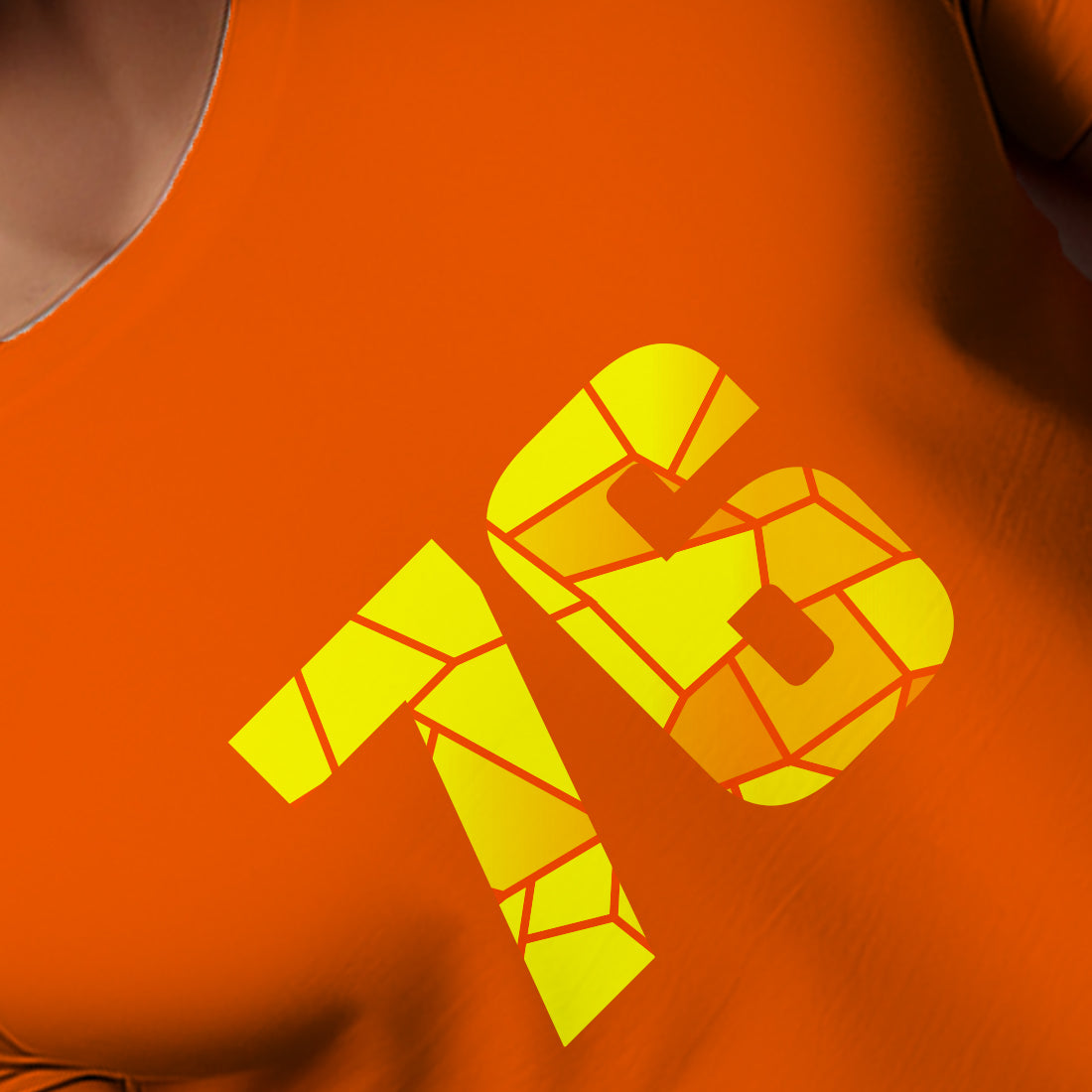 76 Number Men Unisex T-Shirt | Custom Number Graphic Tee (Orange)