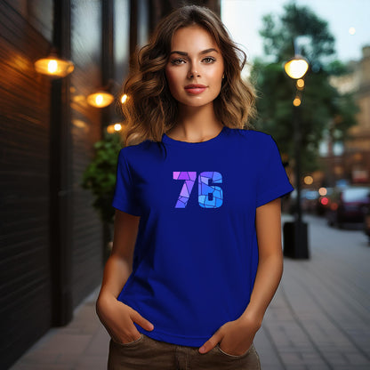 76 Number Women T-Shirt (Royal Blue) | Stylish Numeric Graphic Tee