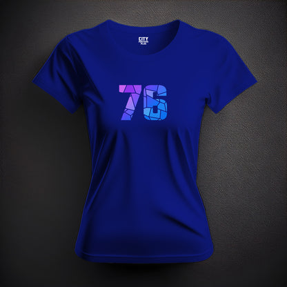 76 Number Women T-Shirt (Royal Blue) | Stylish Numeric Graphic Tee