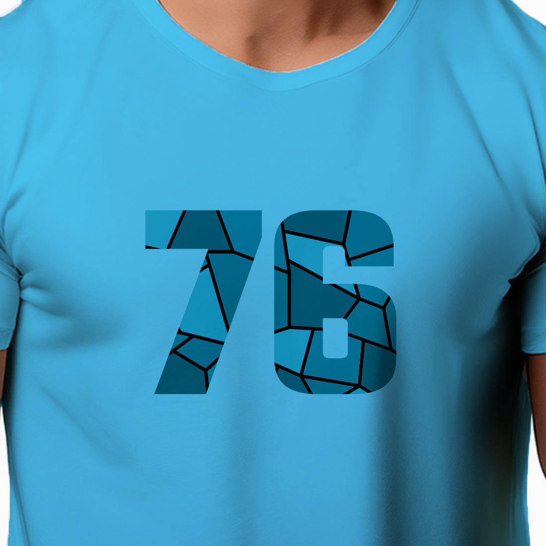 76 Number Men Unisex T-Shirt | Custom Number Graphic Tee (Sky Blue)