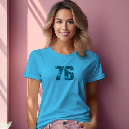 76 Number Women T-Shirt (Sky Blue) | Stylish Numeric Graphic Tee