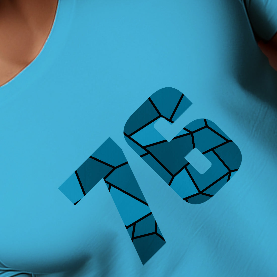 76 Number Men Unisex T-Shirt | Custom Number Graphic Tee (Sky Blue)