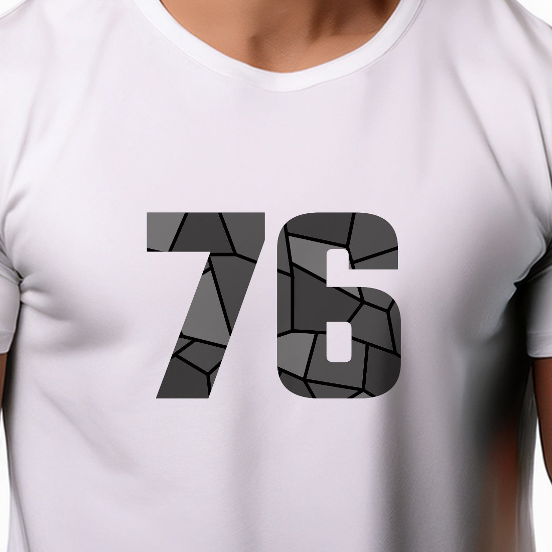 76 Number Men Unisex T-Shirt | Custom Number Graphic Tee (White)