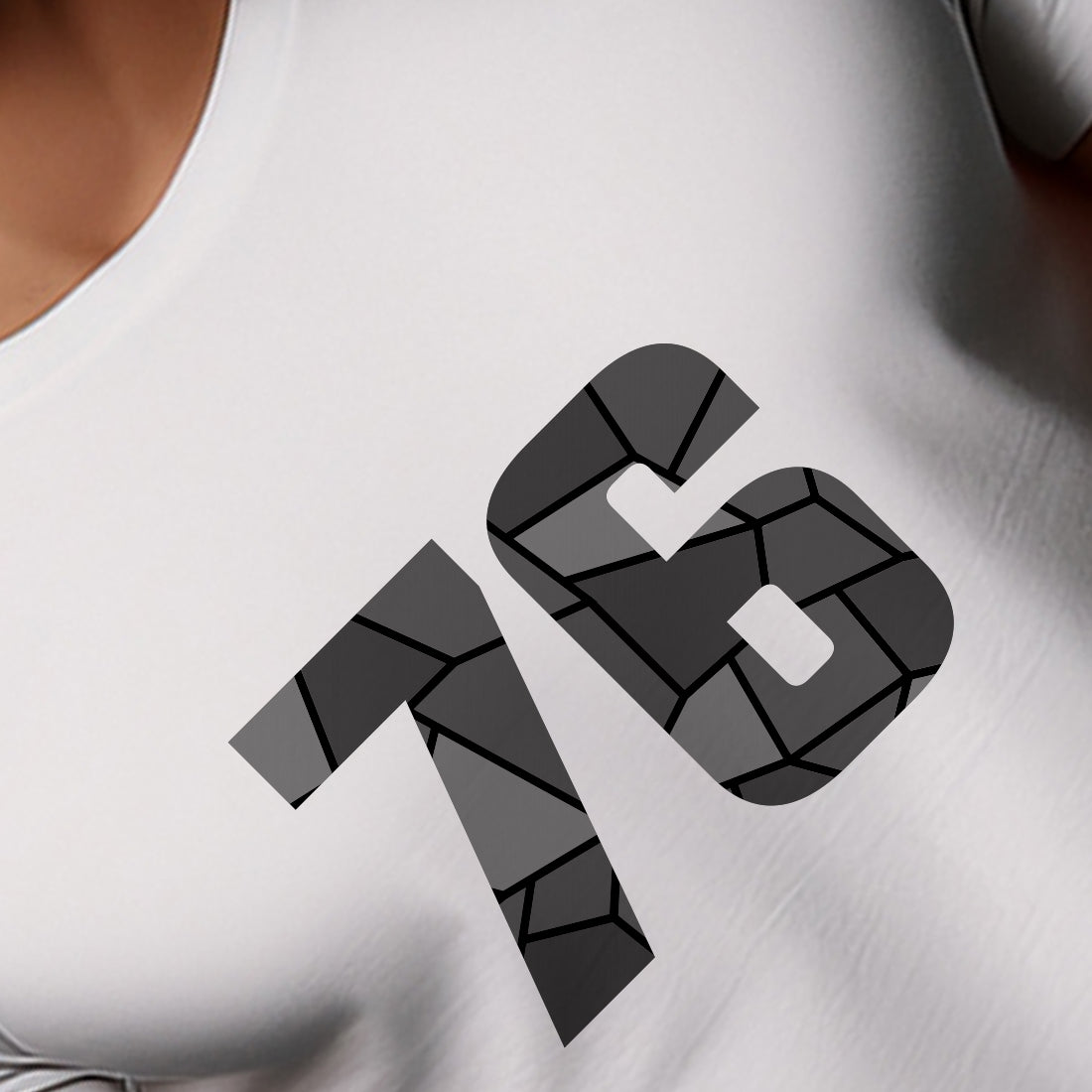 76 Number Men Unisex T-Shirt | Custom Number Graphic Tee (White)