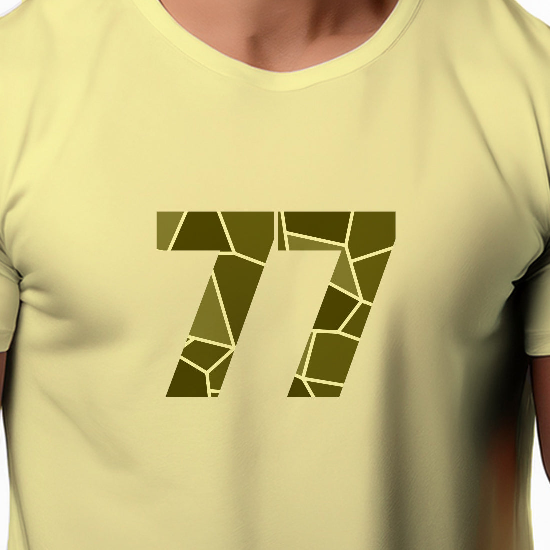 77 Number Men Unisex T-Shirt | Custom Number Graphic Tee (Butter Yellow)