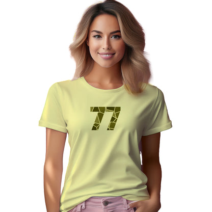 77 Number Women T-Shirt (Butter Yellow) | Stylish Numeric Graphic Tee