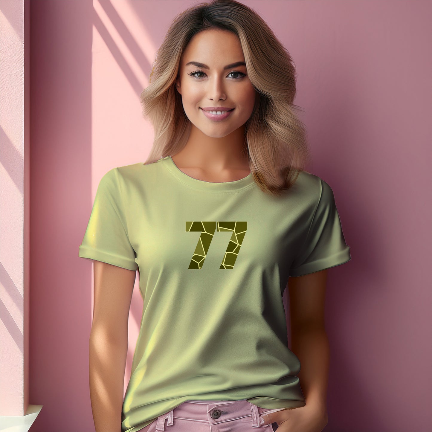 77 Number Women T-Shirt (Butter Yellow)