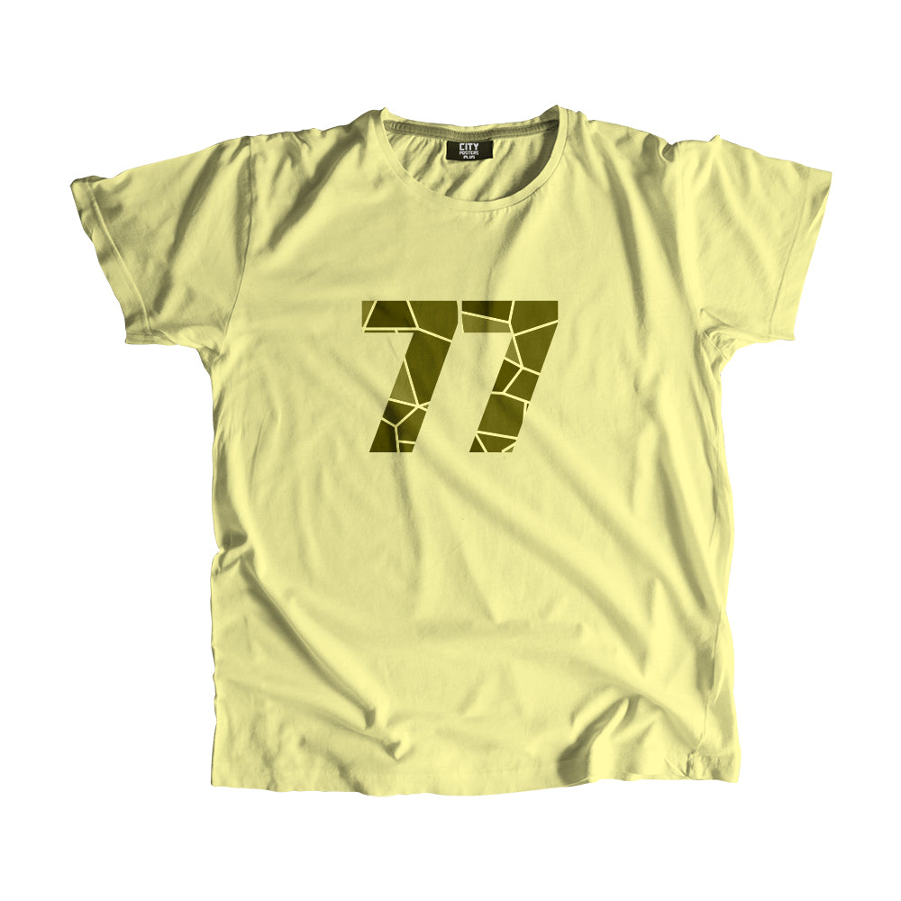 77 Number Men Unisex T-Shirt | Custom Number Graphic Tee (Butter Yellow)