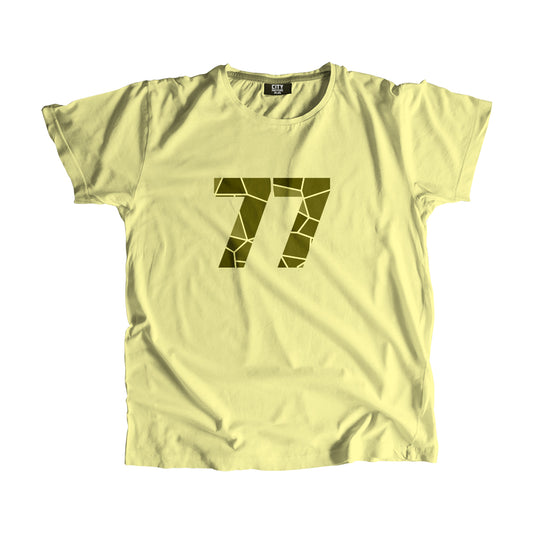 77 Number Men Unisex T-Shirt | Custom Number Graphic Tee (Butter Yellow)