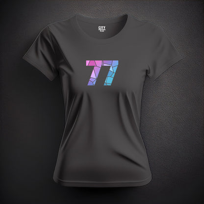 77 Number Women T-Shirt (Charcoal Grey) | Stylish Numeric Graphic Tee