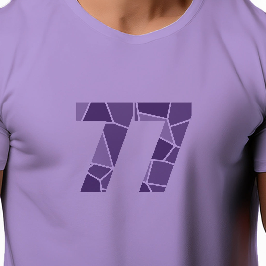 77 Number Men Unisex T-Shirt | Custom Number Graphic Tee (Iris Lavender)