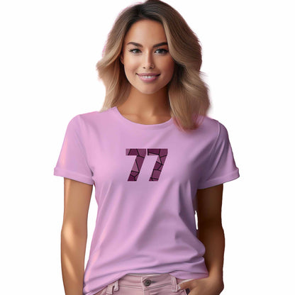 77 Number Women T-Shirt (Light Pink) | Stylish Numeric Graphic Tee