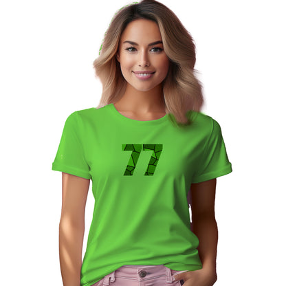 77 Number Women T-Shirt (Liril Green) | Stylish Numeric Graphic Tee