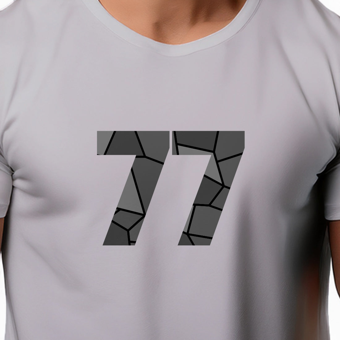 77 Number Men Unisex T-Shirt | Custom Number Graphic Tee (Melange Grey)