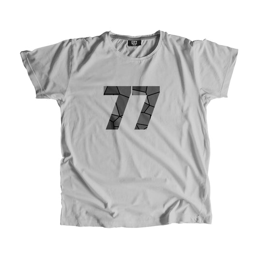 77 Number Men Unisex T-Shirt | Custom Number Graphic Tee (Melange Grey)
