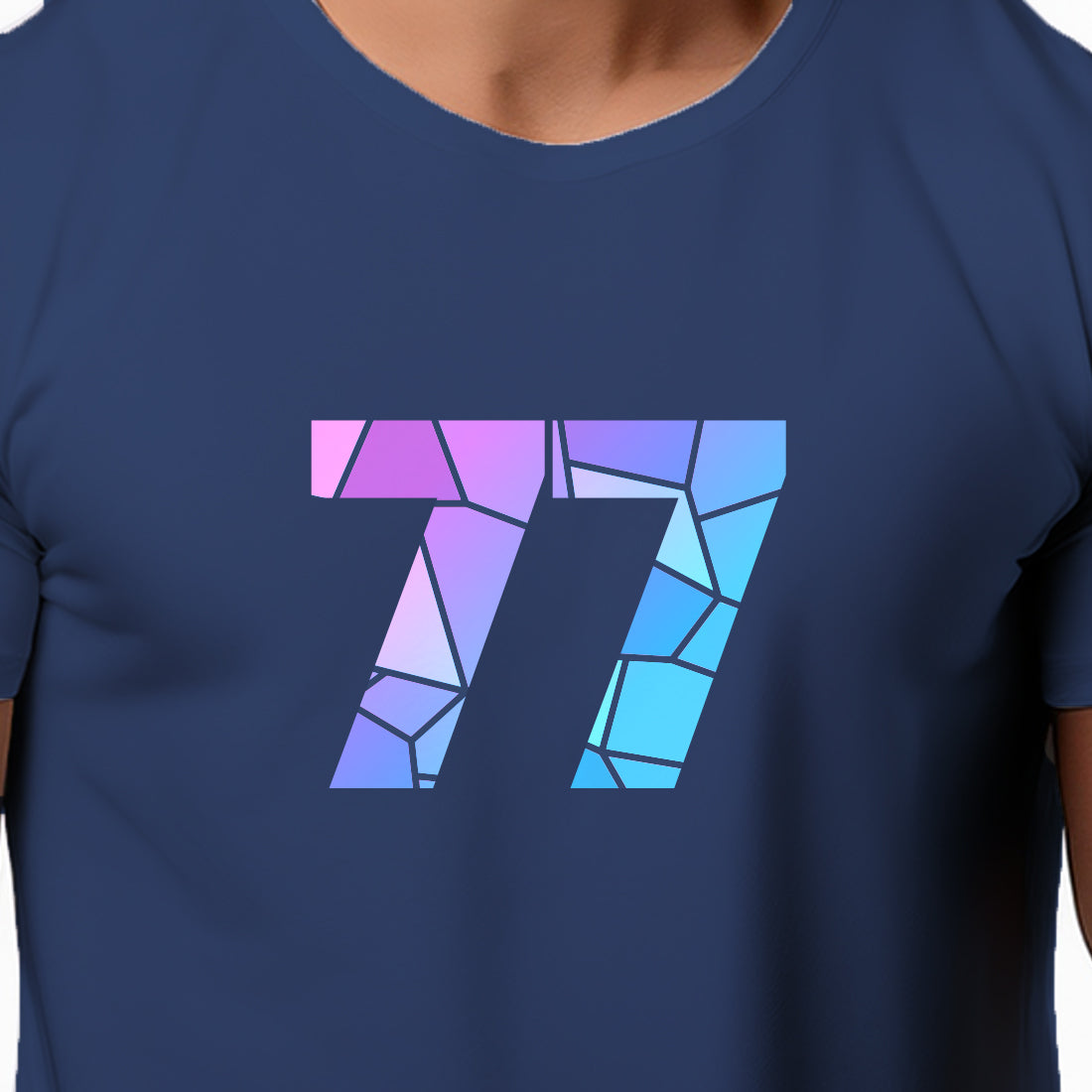 77 Number Men Unisex T-Shirt (Navy Blue)