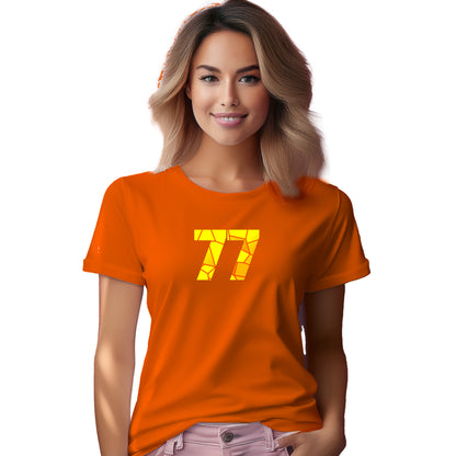 77 Number Women T-Shirt (Orange) | Stylish Numeric Graphic Tee