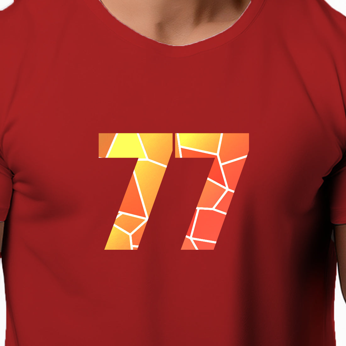 77 Number Men Unisex T-Shirt | Custom Number Graphic Tee (Red)