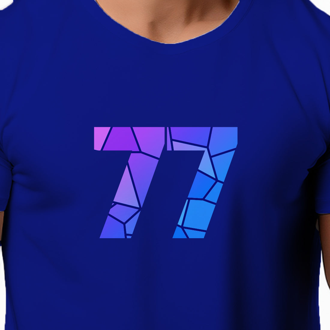 77 Number Men Unisex T-Shirt | Custom Number Graphic Tee (Royal Blue)